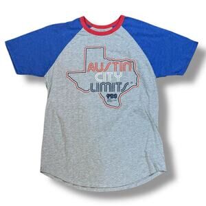 Palmer Cash Apparel Co Womens Austin City Limits ACL Gray Blue T-Shirt XL FITTED